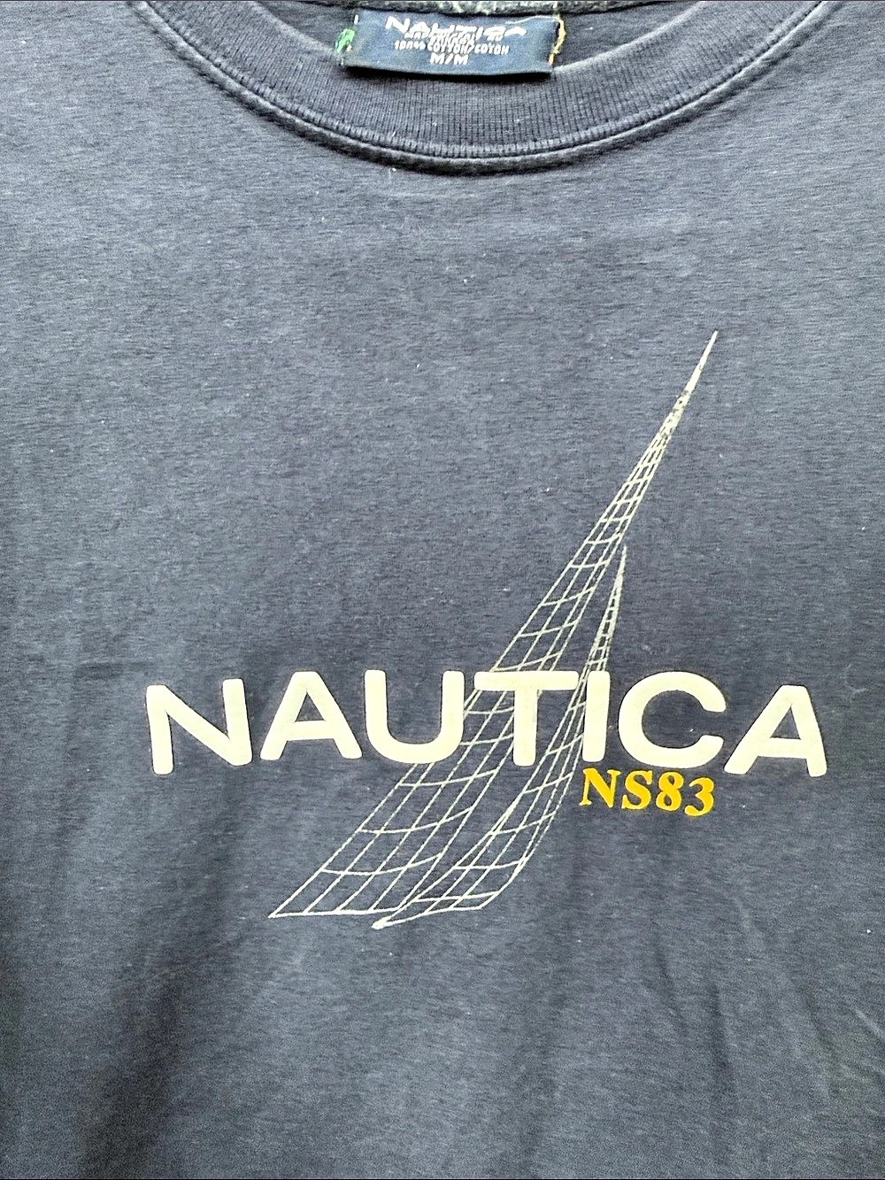 Vintage Nautica NS83 Sailing Logo T-Shirt Men’s Medium Made in Canada Navy Y2K - Picture 3 of 4